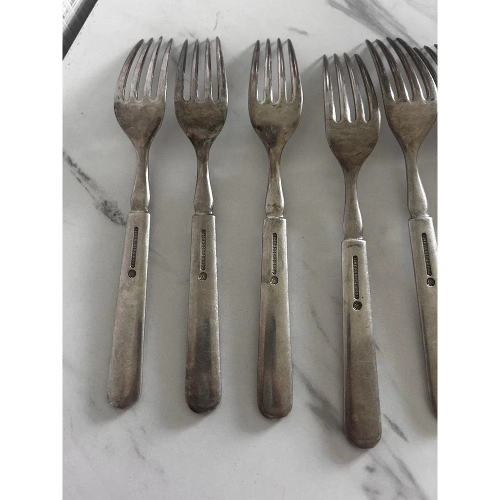 Vintage Windsor 1847 Rogers Bros Meridin Lot of 9 Dinner Forks Silverplate BxA
